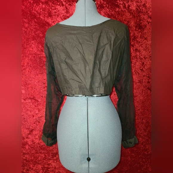 Speed Limit MPH Boho Sheer Sleeves with Iridescent Beads and Tiny Tassels - Picture 6 of 7